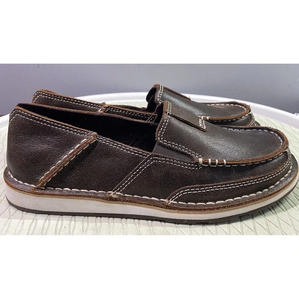Ariat Men's Cruiser Brown Leather Slip-On Loafers Boat Shoes Size 7B NWOB